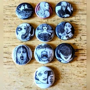 Junji Ito 1 inch set of 10 pinback buttons